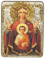 Подарочная икона Божией матери "Знамение" на мореном дубе
