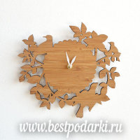 Деревянные настенные часы "Птицы на ветвях"
