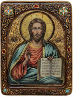 Живописная икона "Господь Вседержитель" на кипарисе