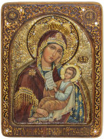 Живописная икона "Образ Божией Матери "Утоли моя печали" на кипарисе