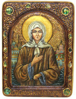 Живописная икона "Святая Блаженная Ксения Петербургская" на кипарисе
