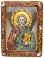 Живописная икона "Святой апостол Андрей Первозванный" на кипарисе