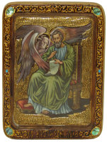 Живописная икона "Святой апостол и евангелист Лука" на кипарисе