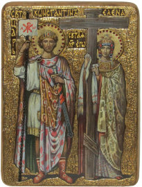 Живописная икона "Святые равноапостольные Константин и Елена" на кипарисе - RTI-854Ak_enl.jpg