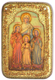 Настольная икона "Вера, Надежда, Любовь и мать их София" на мореном дубе - RTI-031_L_enl.jpg