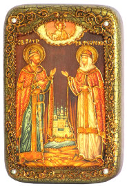 Настольная икона "Петр и Февронья" на мореном дубе - RTI-048_L_enl.jpg
