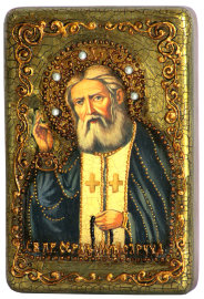 Настольная икона "Преподобный Серафим Саровский чудотворец" на мореном дубе - RTI-042_L_enl.jpg