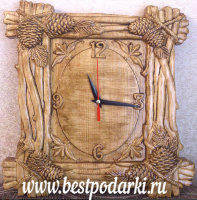 Деревянные настенные часы "Шишки"