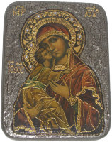Подарочная икона "Образ Владимирской Божьей Матери" на мореном дубе