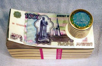 Штоф "Банкноты-Рубли" с крышкой монеты