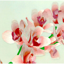 Картина вышитая шелком Ветка орхидеи ручной работы - Картина вышитая шелком Ветка орхидеи ручной работы