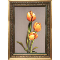 Картина вышитая шелком Золото тюльпанов
