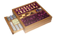 Большой игровой набор из дуба: шахматы, шашки, нарды, домино, карты, кости, покерные фишки