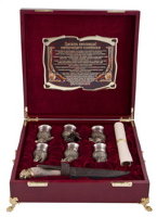 Подарочный набор "Охотничий" в ларце с ручками, с панно, бол. арт. ПНО-57Ш