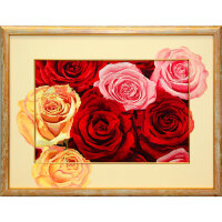 Картина вышитая шелком с подрисовкой Пламя роз