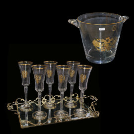 CRE ART Набор для шампанского на 6 персон  графин, 6 фужеров, зеркальный поднос, ведро для льда
Италия