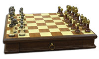 Шахматы "Staunton With Wood" (коричн. доска) 30 см