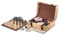 Набор игр : "6 в 1" в сундуке ПВХ (шахматы, нарды, домино, карты, кости, криббедж)