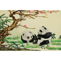 Картина вышитая шелком Двусторонняя вышивка Молодые панды